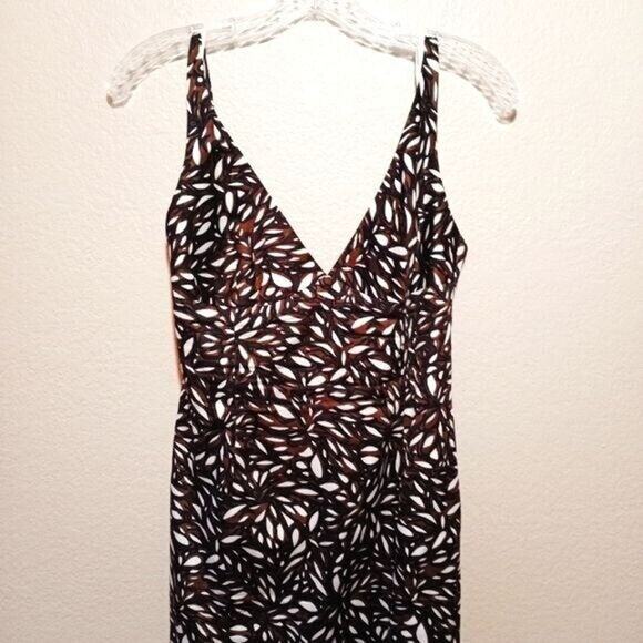 Milly Black, Brown, & White Sleeveless Floral Pencil Dress 2 - Picture 6 of 9
